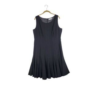 Calvin Klein Sleeveless Dress Full Skirt Knee Length Black Fit & Flare Size 14